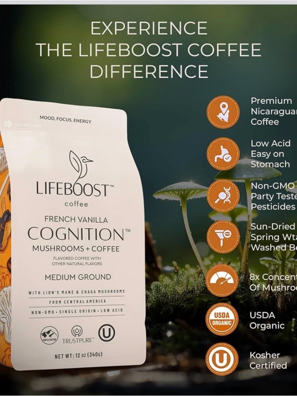 Lifeboost French Vanilla Cognition Medium Ground Coffee - Picture 6 of 6